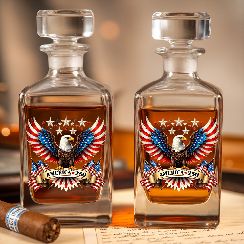 Personalized 250 Years USA Whiskey Decanter Set, Patriotic Gift THUC99