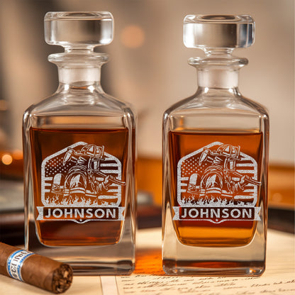 Personalized Firefighter Wife Decanter Set – Custom Name Whiskey Gift for Firefighter Family