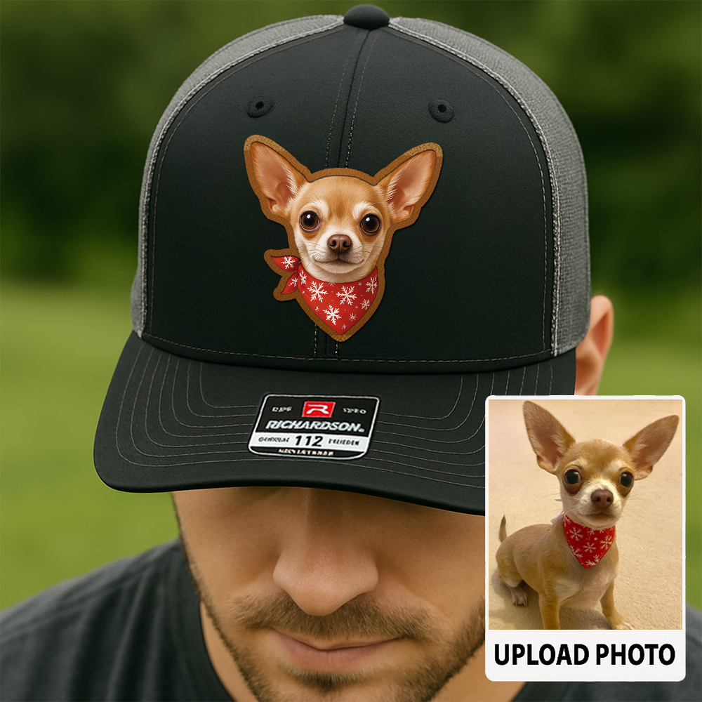Custom Dog Lover Trucker Hat – Personalized Cap with Pet Photo on Leather Patch – Gift for Pet Owners TH998