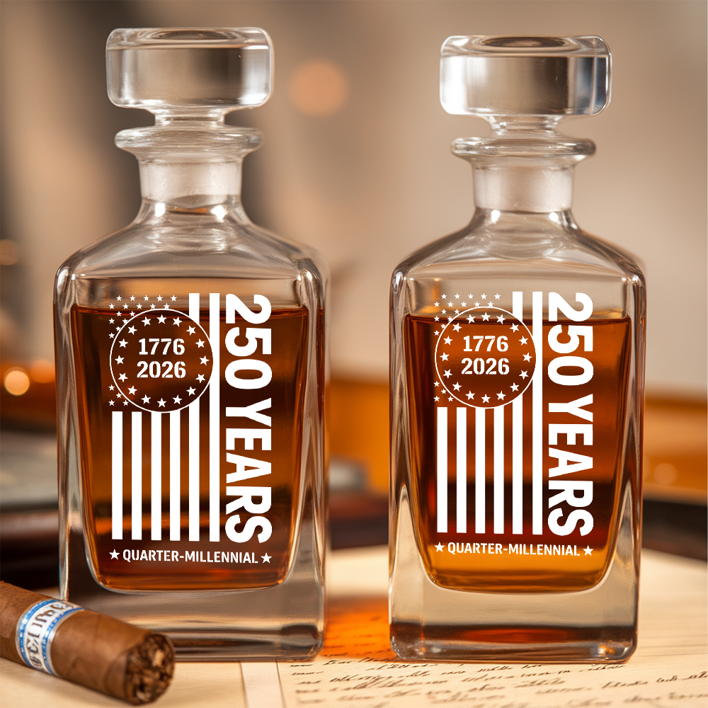 Personalized USA 250th Anniversary Whiskey Decanter Set 1776–2026 THUC99
