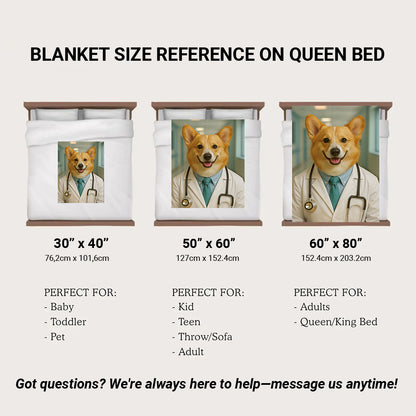 Custom Photo Doctor Dog BlanketGift For Dog Lovers