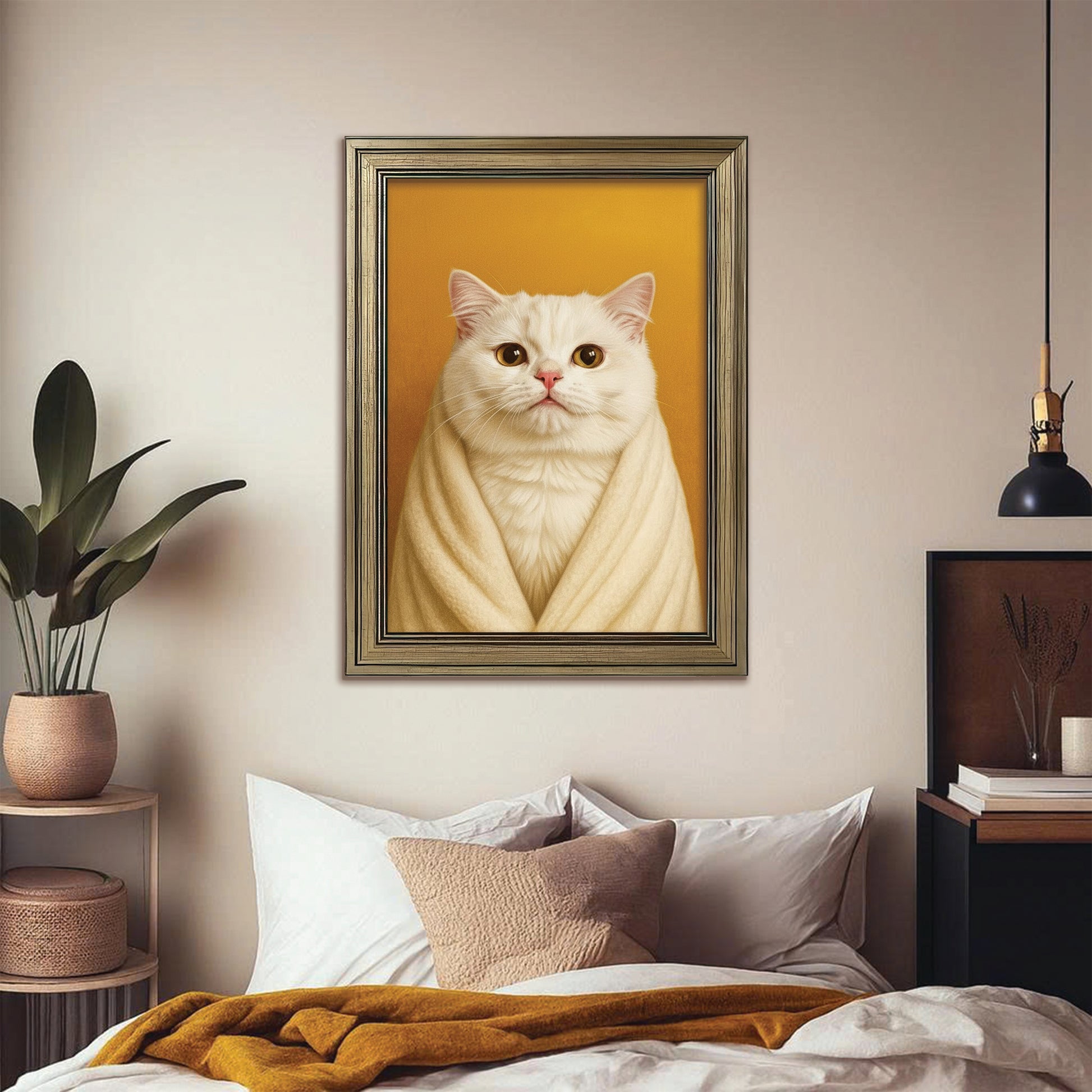 Custom Photo Cat Bathroom Style 30 Canvas Framed Wall Art Gift For Cat Lovers
