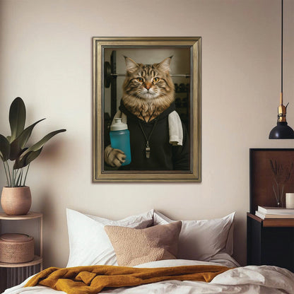 Custom Photo Personal Trainer Cat Canvas Framed Wall Art Gift For Cat Lovers