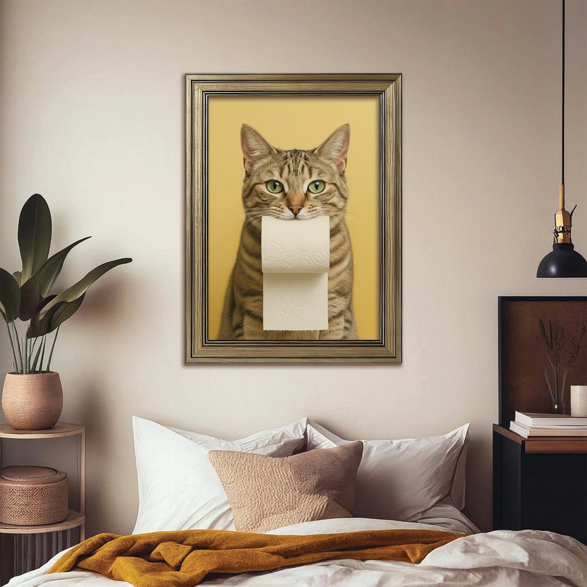 Custom Photo Cat Bathroom Style 23 Canvas Framed Wall Art Gift For Cat Lovers