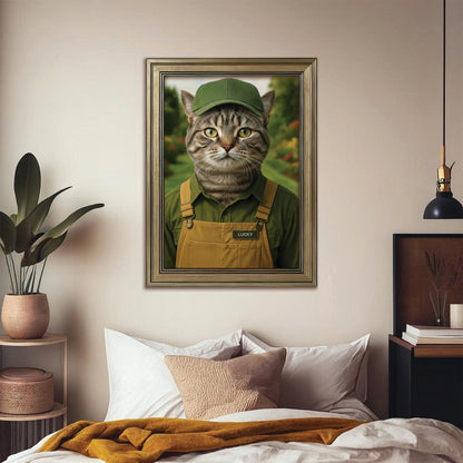 Custom Photo Gardener 2 Cat Canvas Framed Wall Art  Gift For Cat Lovers
