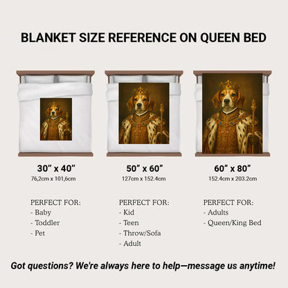 Custom Photo Dog King Royal Blanket Gift For Dog Lover