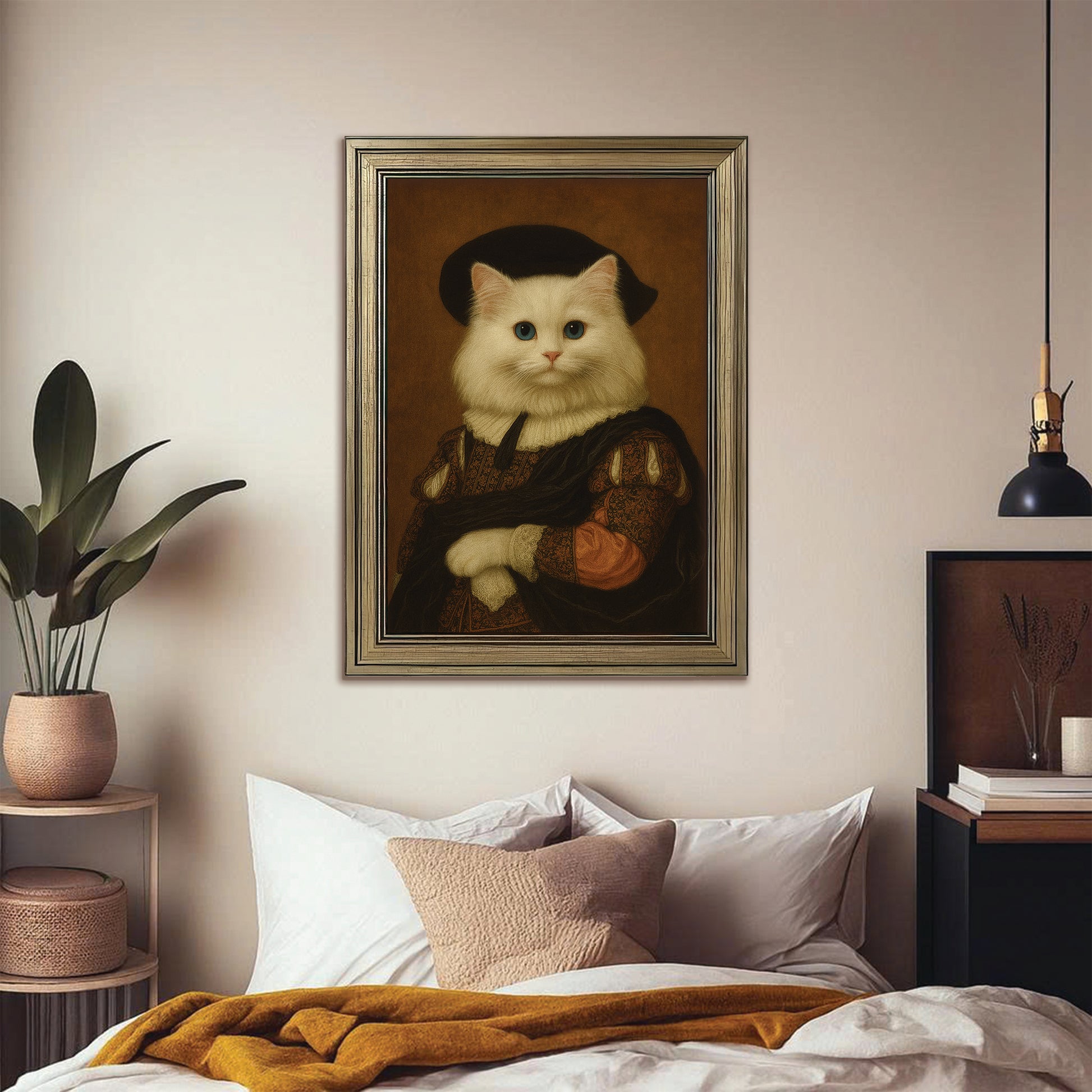 Custom Photo Royal Cat Canvas Framed Wall Art Cat Lover Gifts