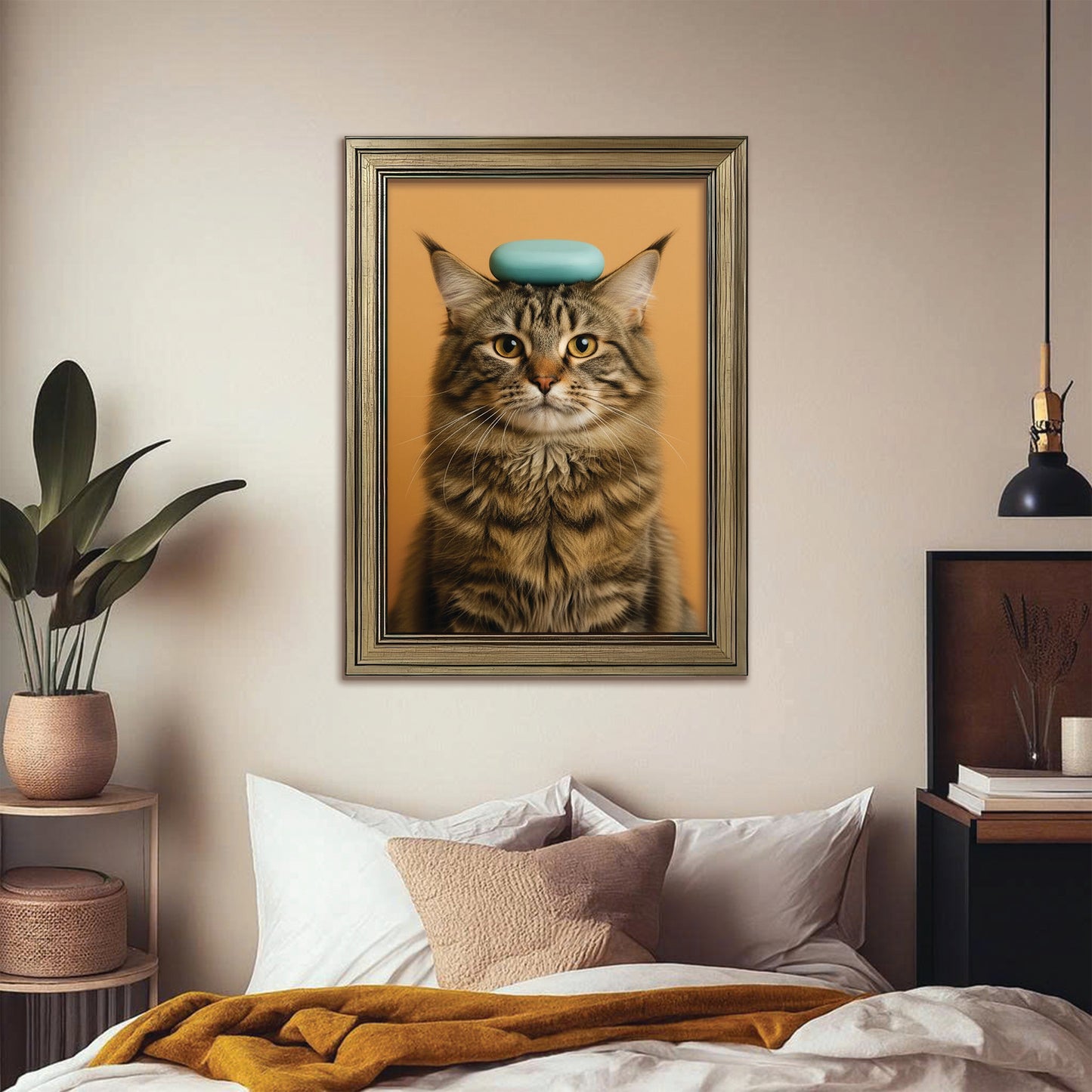 Custom Photo Cat Bathroom Style 24 Canvas Framed Wall Art Gift For Cat Lovers