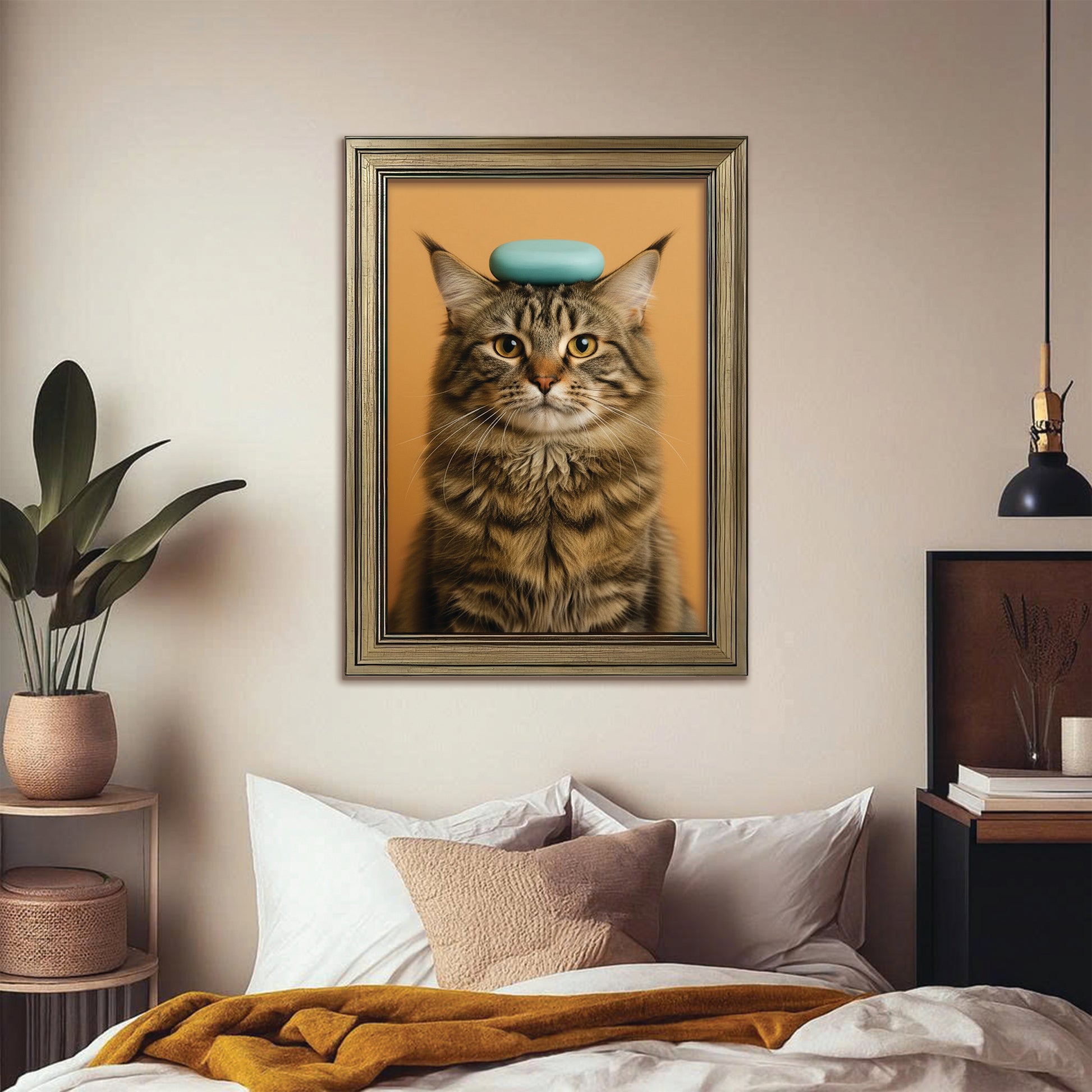 Custom Photo Cat Bathroom Style 24 Canvas Framed Wall Art Gift For Cat Lovers