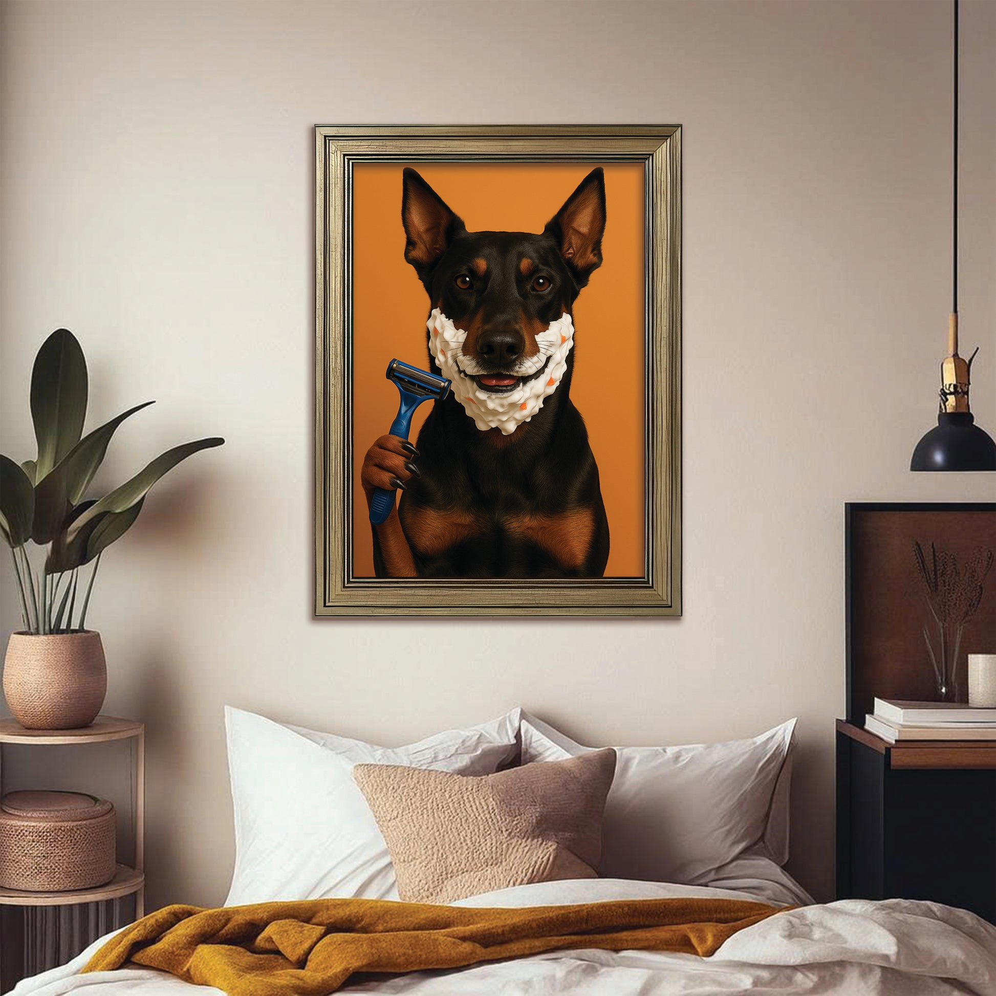 Custom Photo Dog Bathroom Style 36 Canvas Framed Wall Art Gift For Dog Lovers