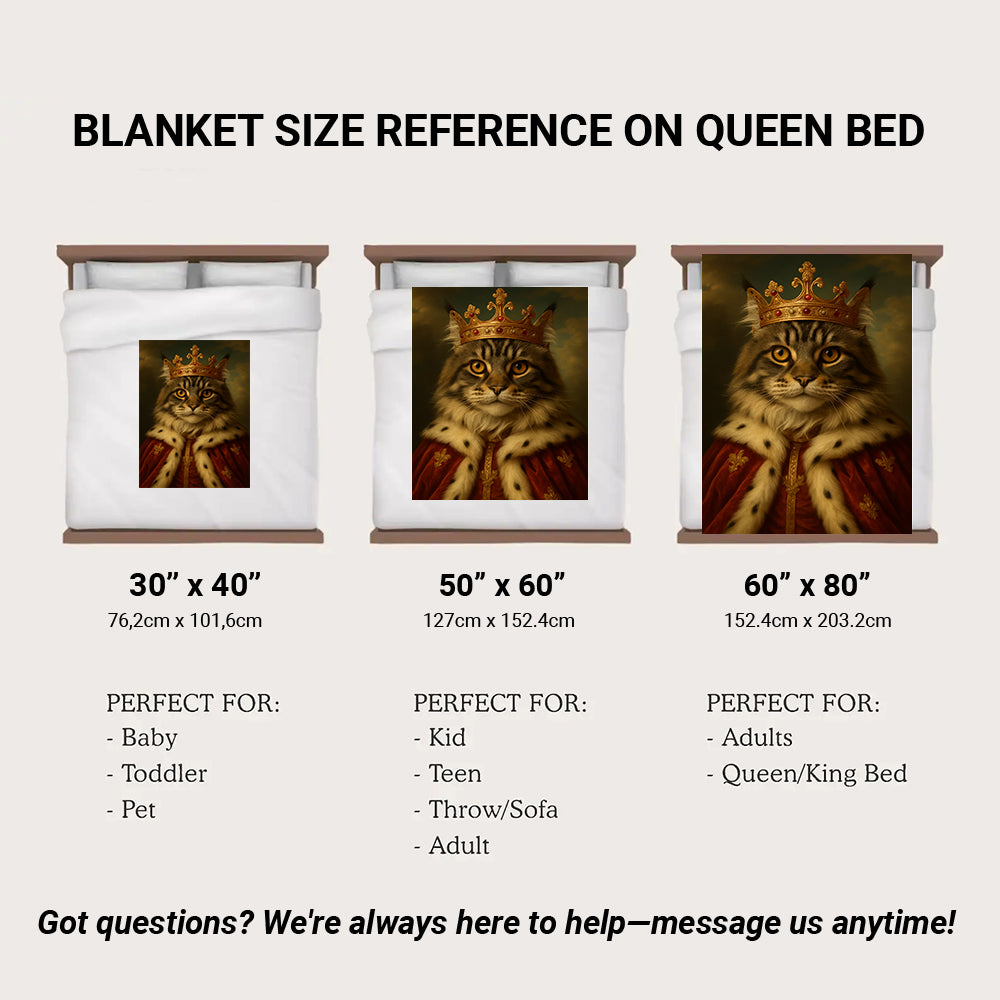 Custom Photo Cat Royal Blanket Pet King Portrait