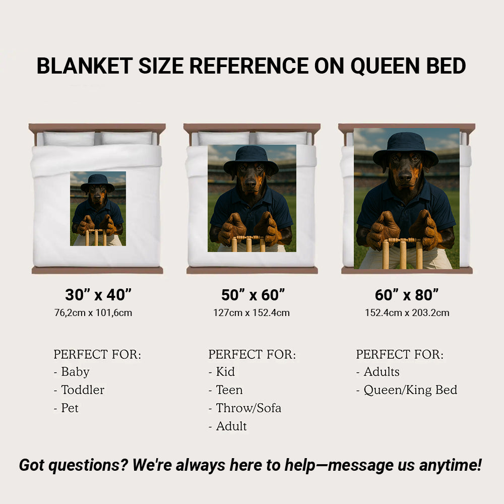 Custom Photo Cricket Player 2 Dog BlanketGift For Dog Lovers