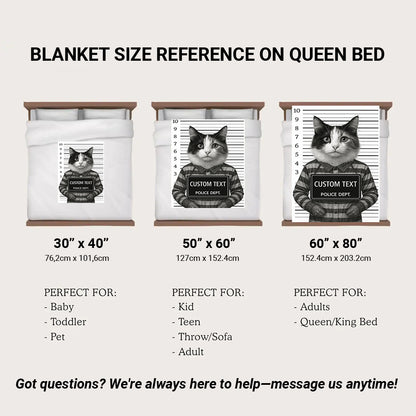 Custom Photo Cat Wanted By Pawlice Blanket _ Gifts For Cat Lovers