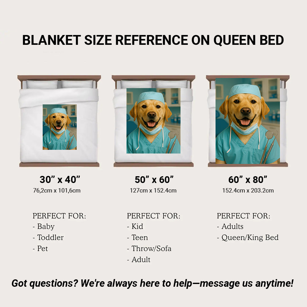 Custom Photo Dentist Dog BlanketGift For Dog Lover