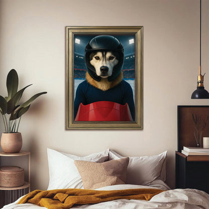 Custom Photo Bobsled Winter Race Dog Canvas Framed Wall Art Gift For Dog Lovers