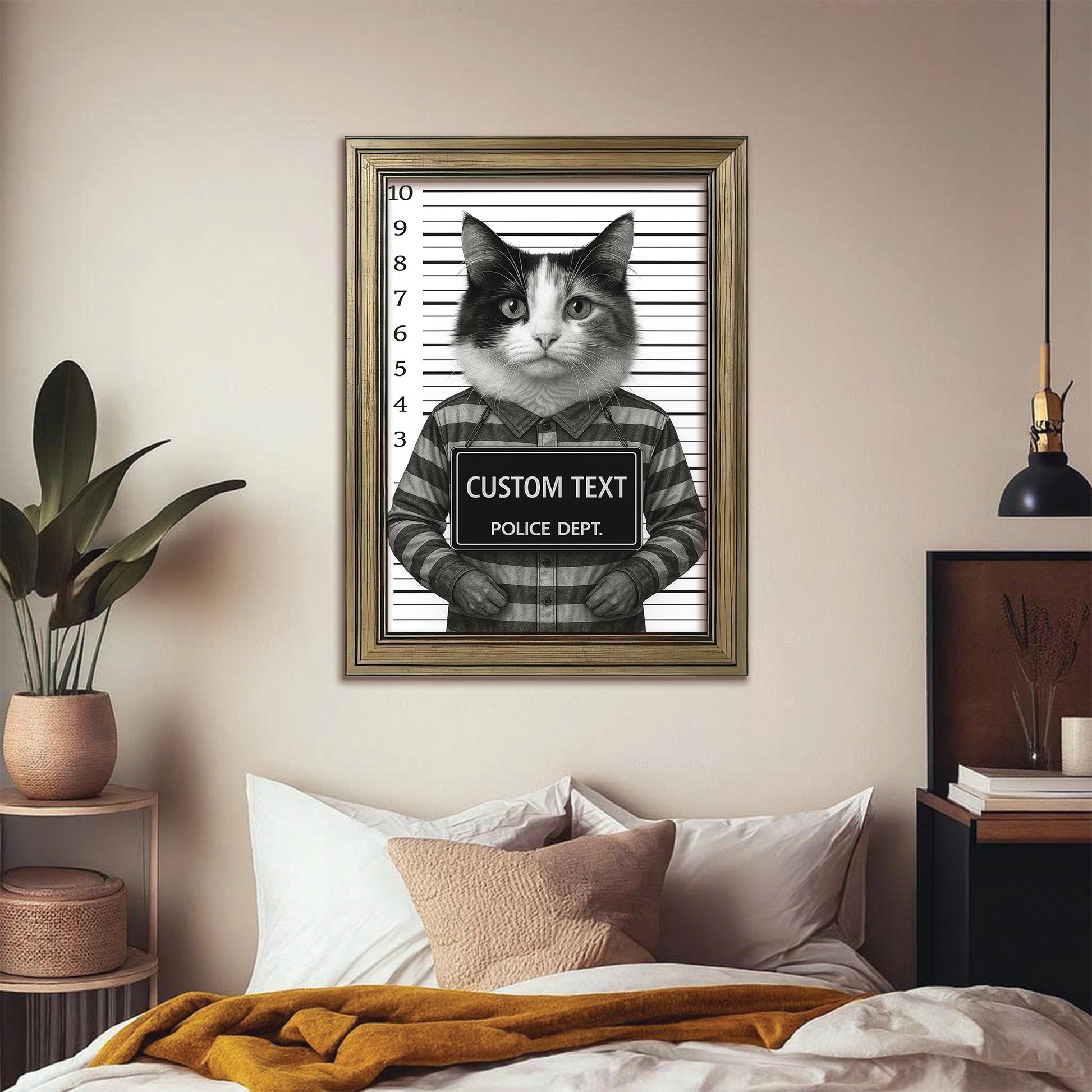 Custom Photo Cat Wanted By Pawlice Canvas Framed Wall Art _ Gifts For Cat Lovers