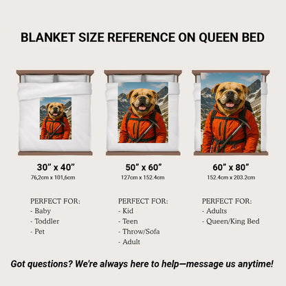 Custom Photo Mountaineer Climbing Dog BlanketGift For Dog Lovers
