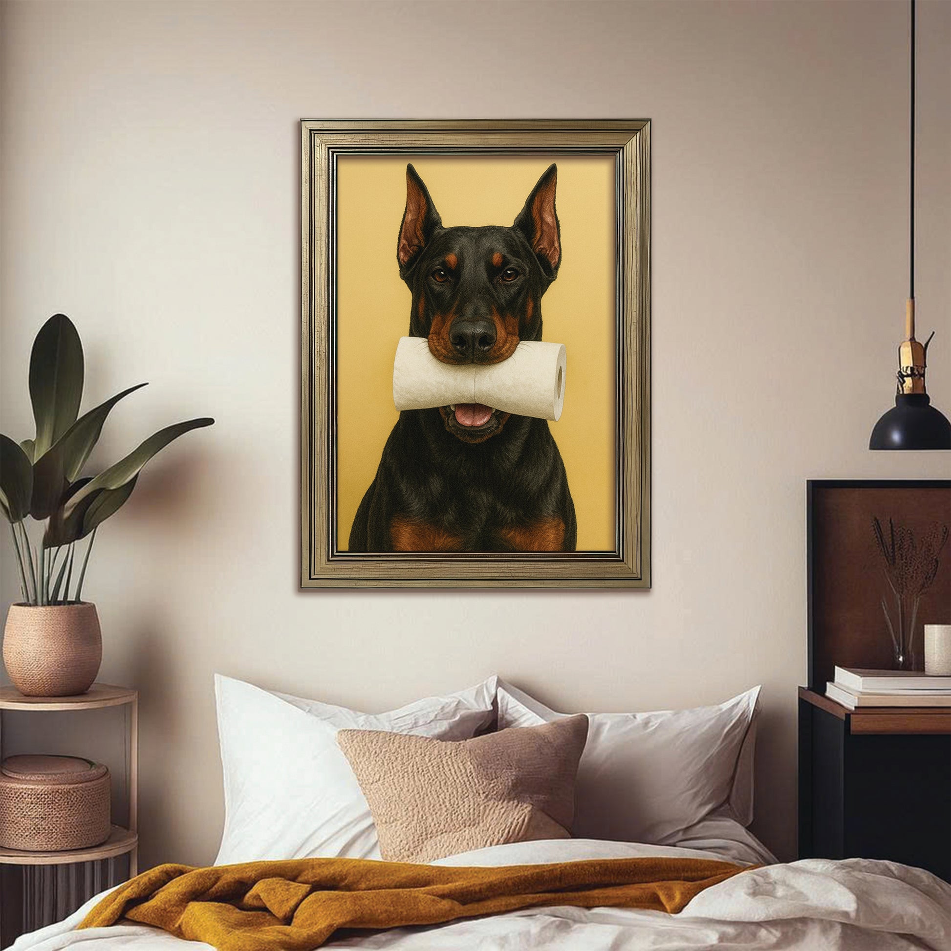 Custom Photo Dog Bathroom Style 23 Canvas Framed Wall Art Gift For Dog Lovers