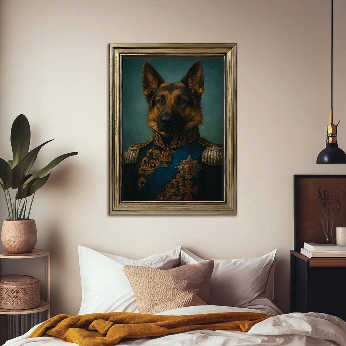Custom Photo Royal Dog Canvas Framed Wall Art Gift For Dog Lovers