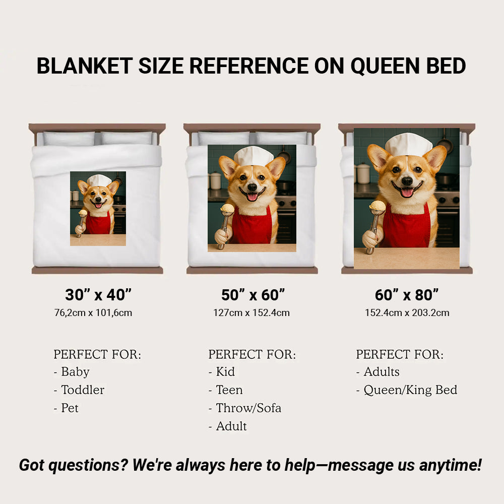 Custom Photo Dog Chef BlanketGift For Dog Lovers