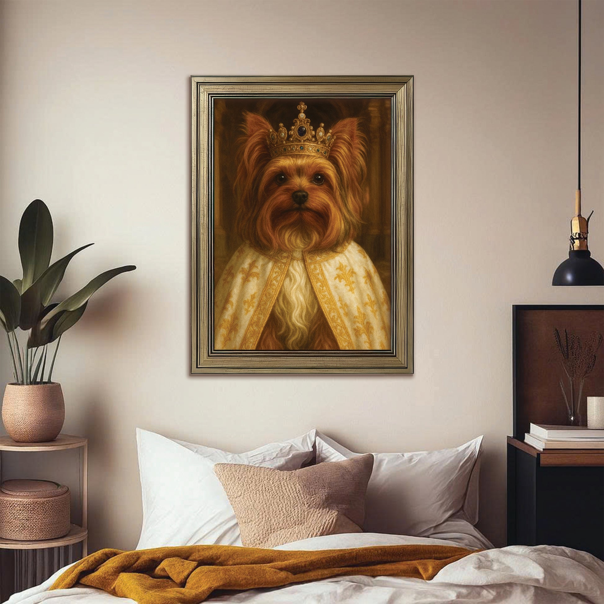 Custom Photo Dog Royal Style 07 Canvas Framed Wall Art Gift For Dog Lovers