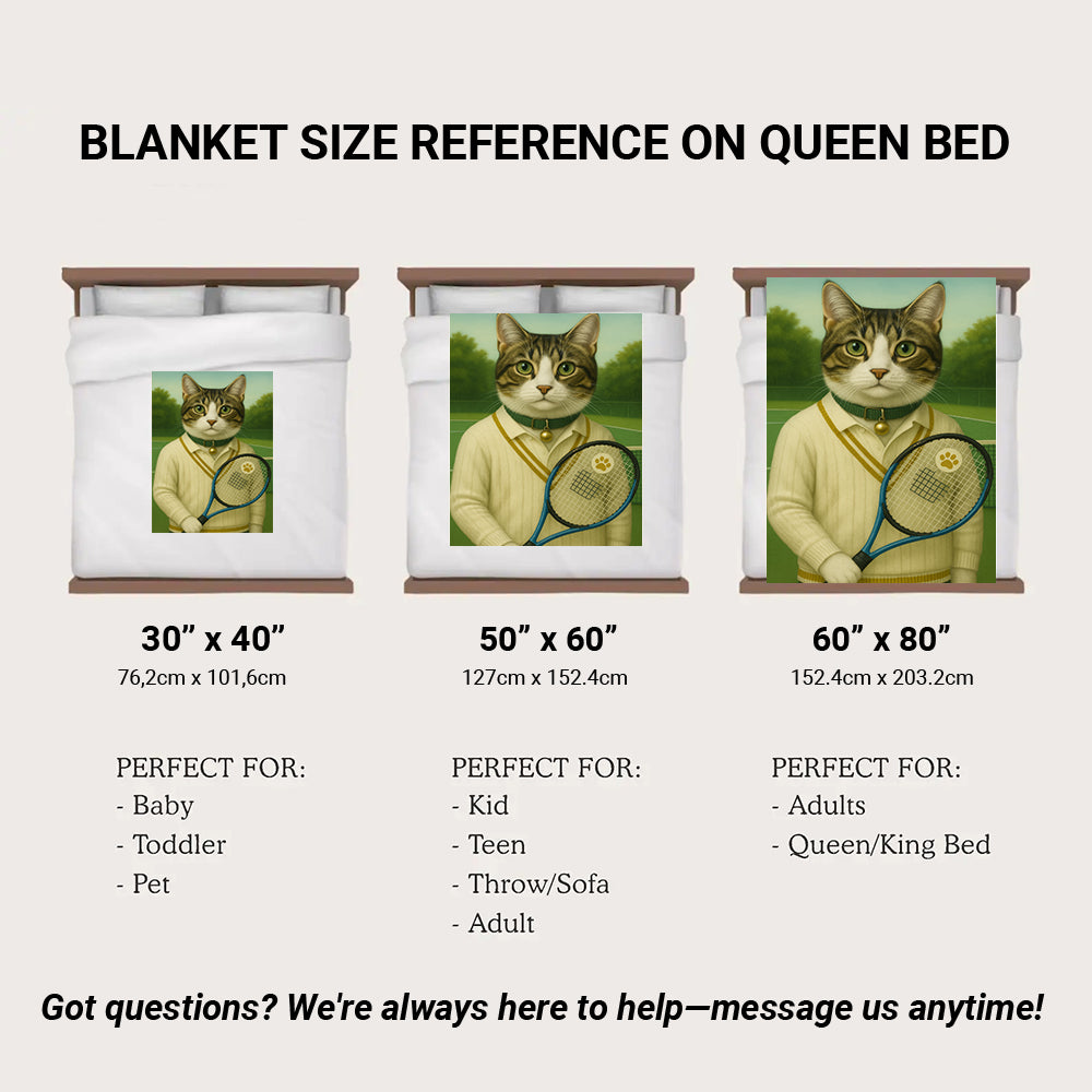 Custom Photo Tennis Player Cat Blanket