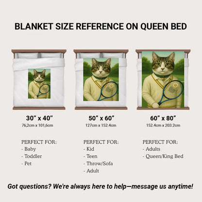Custom Photo Tennis Player Cat Blanket