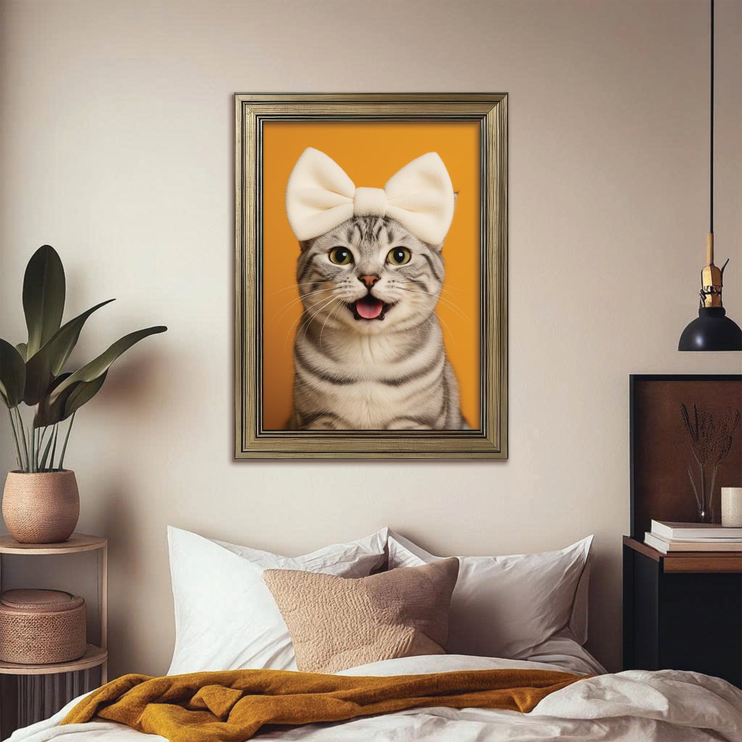 Custom Photo Cat Bathroom Style 37 Canvas Framed Wall Art Gift For Cat Lovers