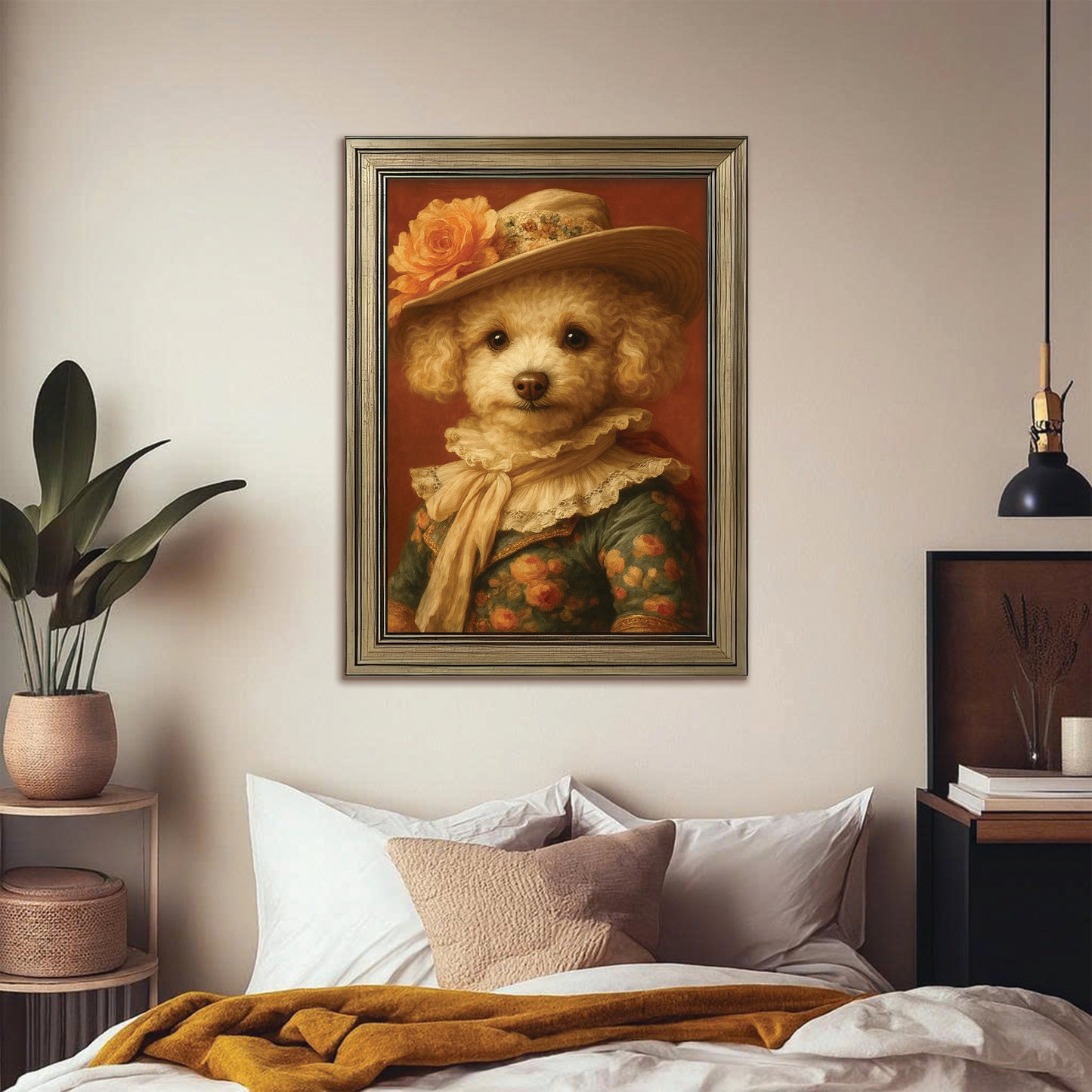 Custom Photo Dog Royal Style 05 Canvas Framed Wall Art Gift For Dog Lovers