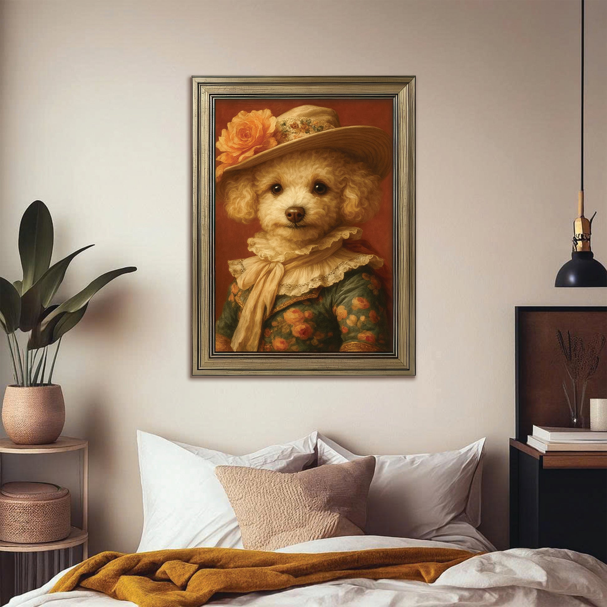 Custom Photo Dog Royal Style 05 Canvas Framed Wall Art Gift For Dog Lovers