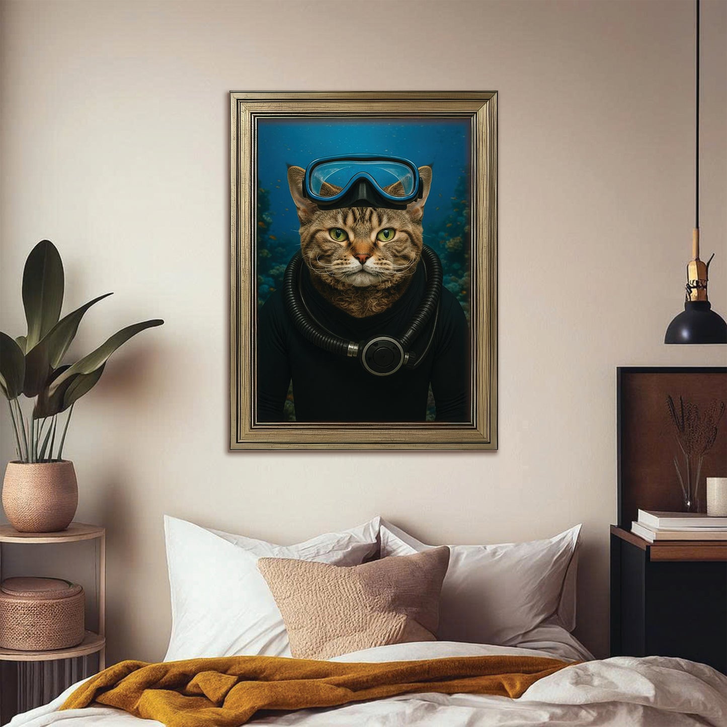 Custom Photo Scuba Diving Cat Gift For Cat Lovers