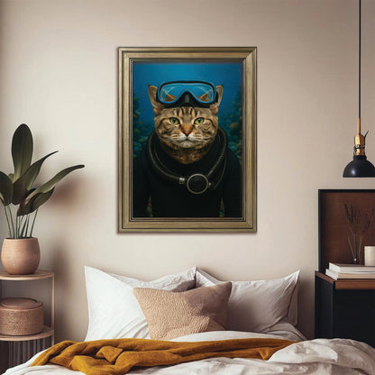 Custom Photo Scuba Diving Cat Gift For Cat Lovers