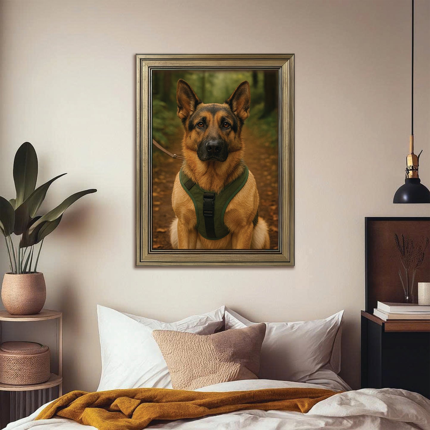 Custom Photo Hiking Dog Canvas Framed Wall Art Gift For Dog Lovers