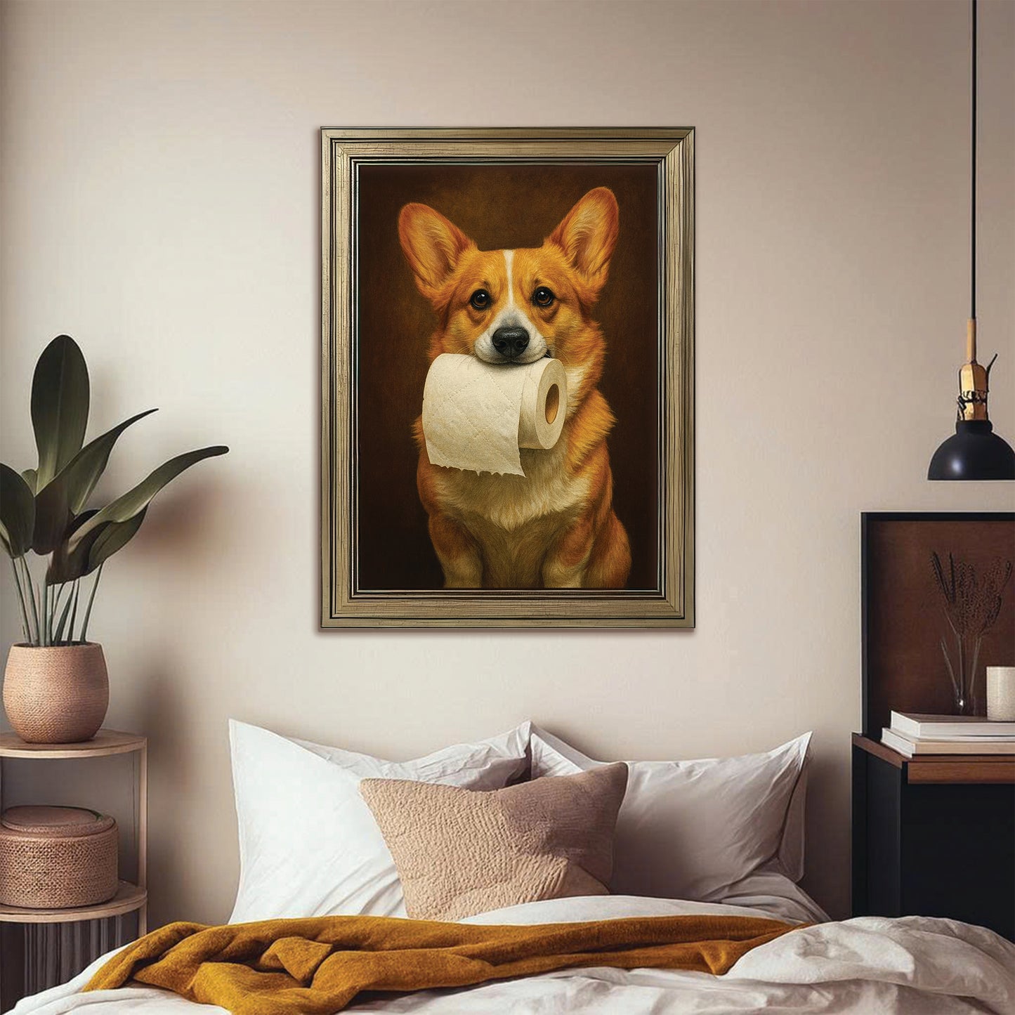 Custom Photo Dog Bathroom Style 18 Canvas Framed Wall Art Gift For Dog Lovers