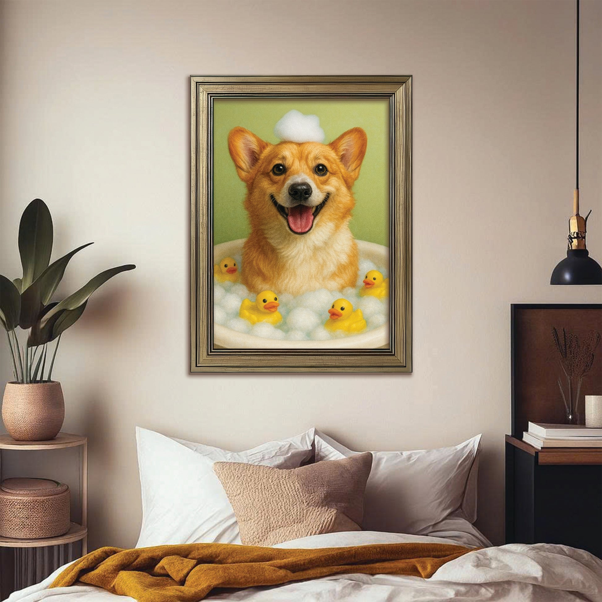 Custom Photo Dog Bathroom Style 25 Canvas Framed Wall Art Gift For Dog Lovers