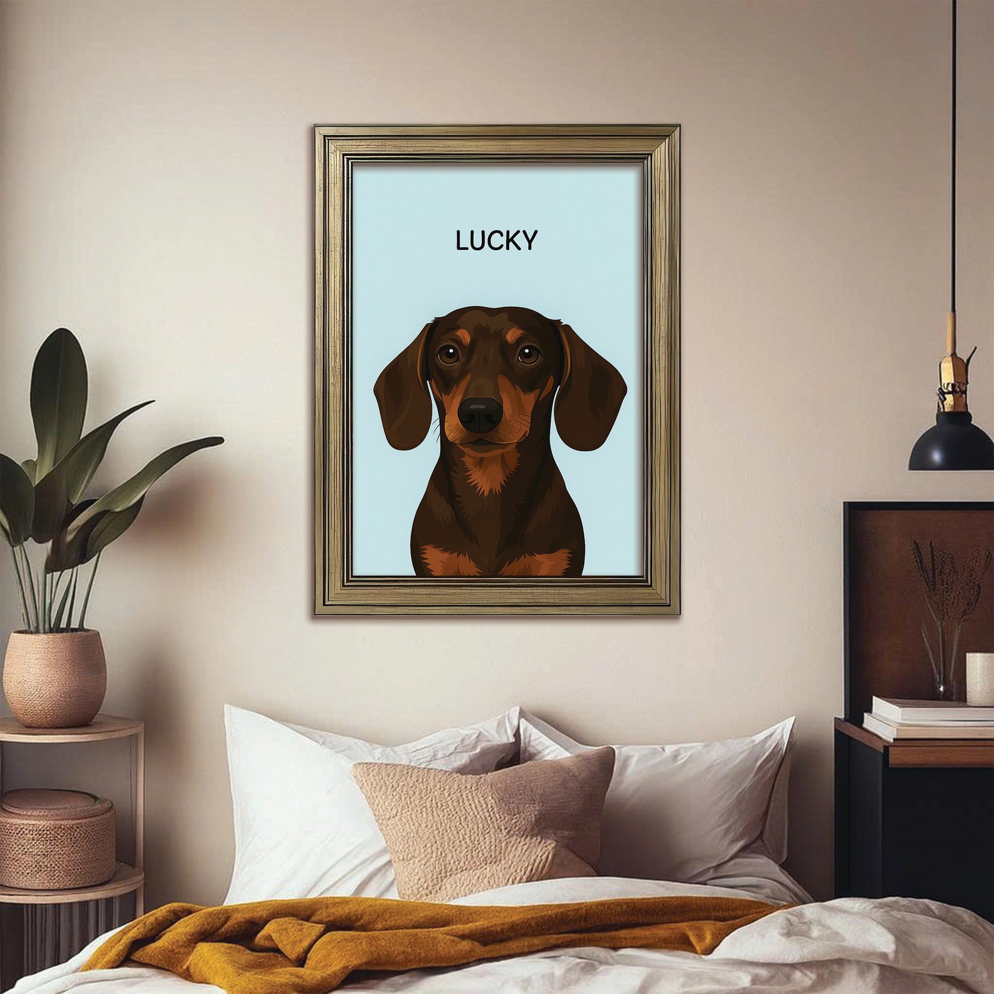 Custom Photo Minimalist Classic Dog Canvas Framed Wall Art Gift For Dog Lovers