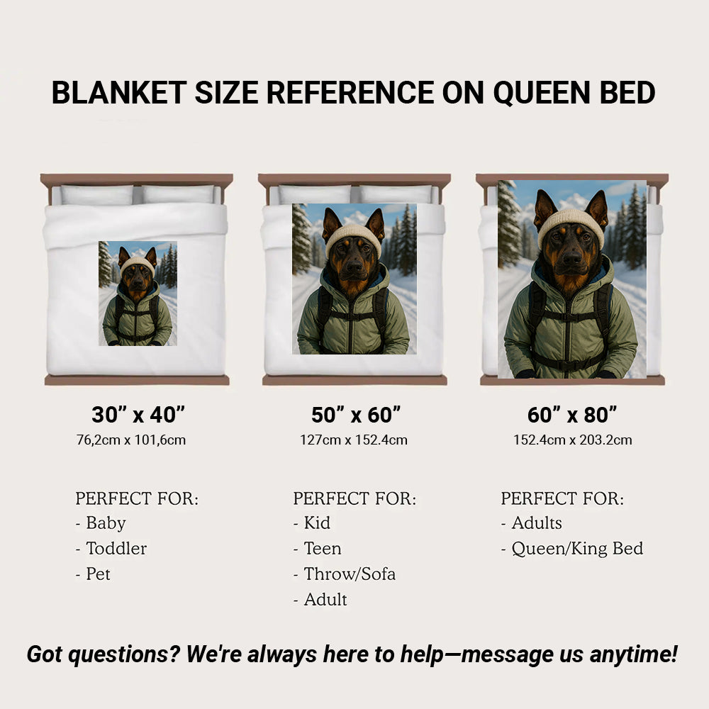 Custom Photo Winter Hiker Dog BlanketGift For Dog Lovers