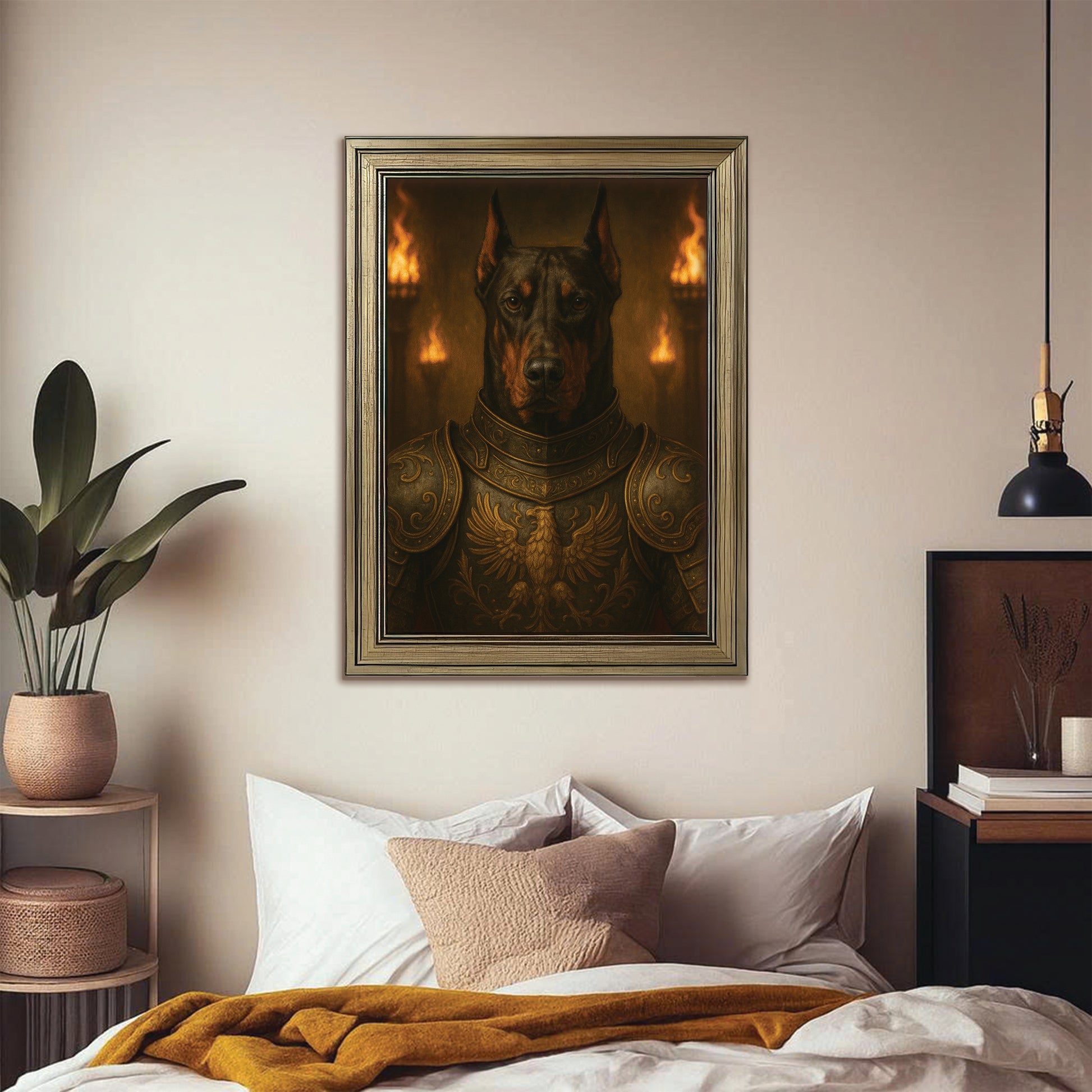 Custom Photo Dog Knight Royal Canvas Framed Wall Art Gift For Dog Lovers
