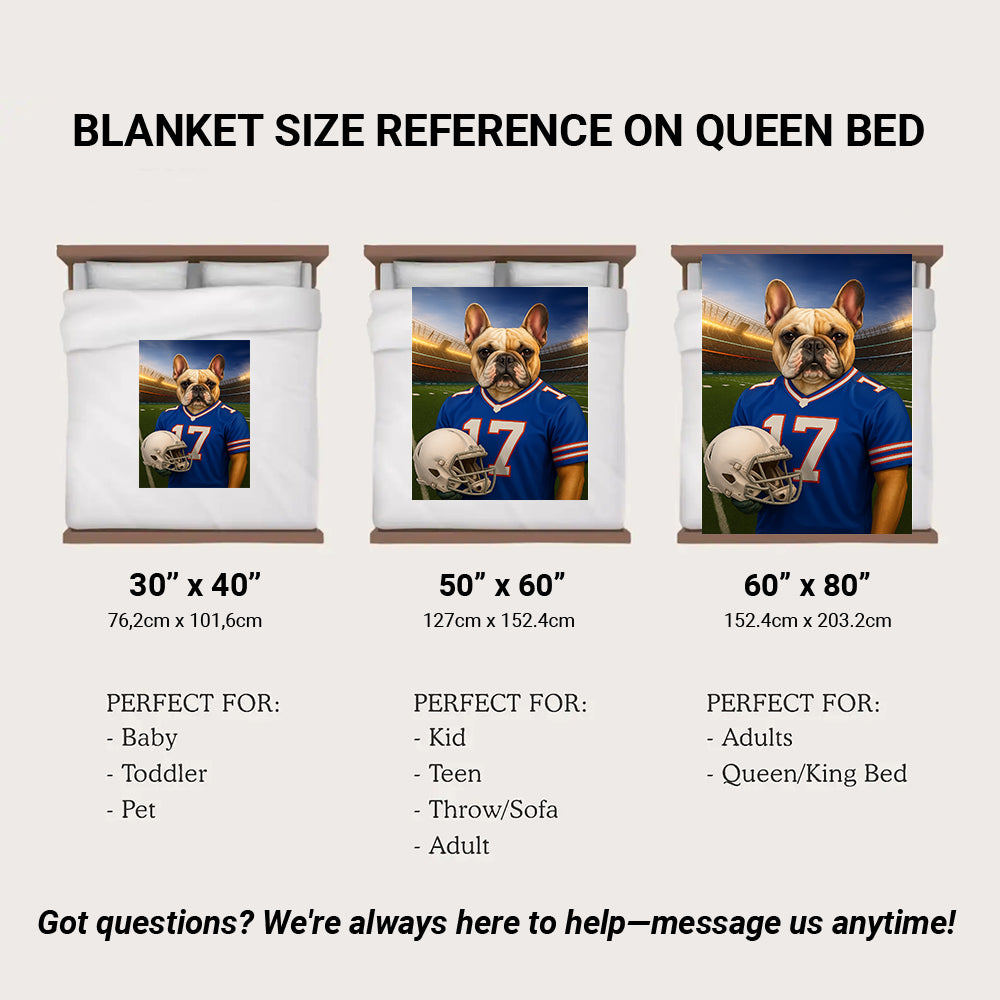 Custom Dog Photo Football Style Blanket For Dog Lover