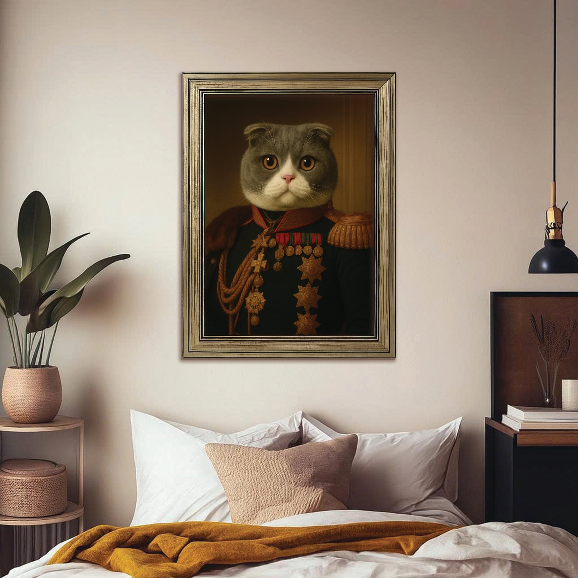 Custom Photo Cat Royal King Canvas Framed Wall Art _ Gift For Cat Lovers
