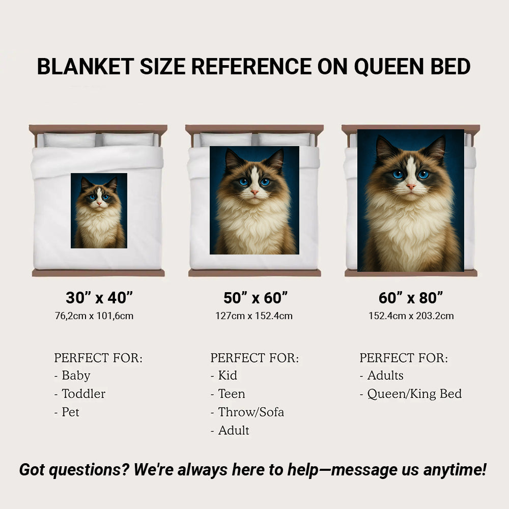 Custom Cat Deep Blue Blanket