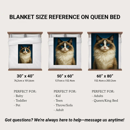 Custom Cat Deep Blue Blanket