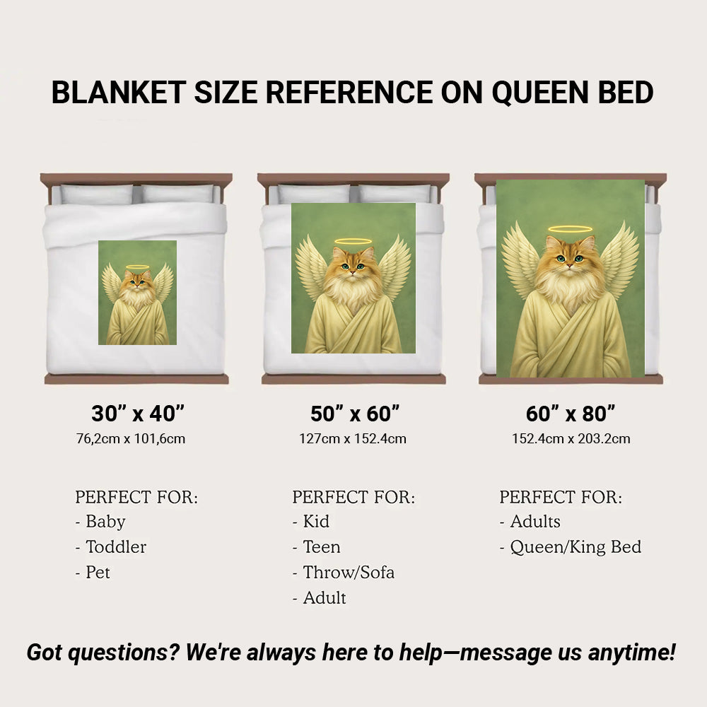 Custom Photo Angel Cat  Blanket Memorial Gift For Cat Lover