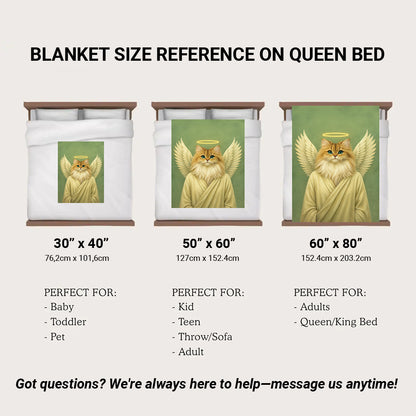 Custom Photo Angel Cat  Blanket Memorial Gift For Cat Lover
