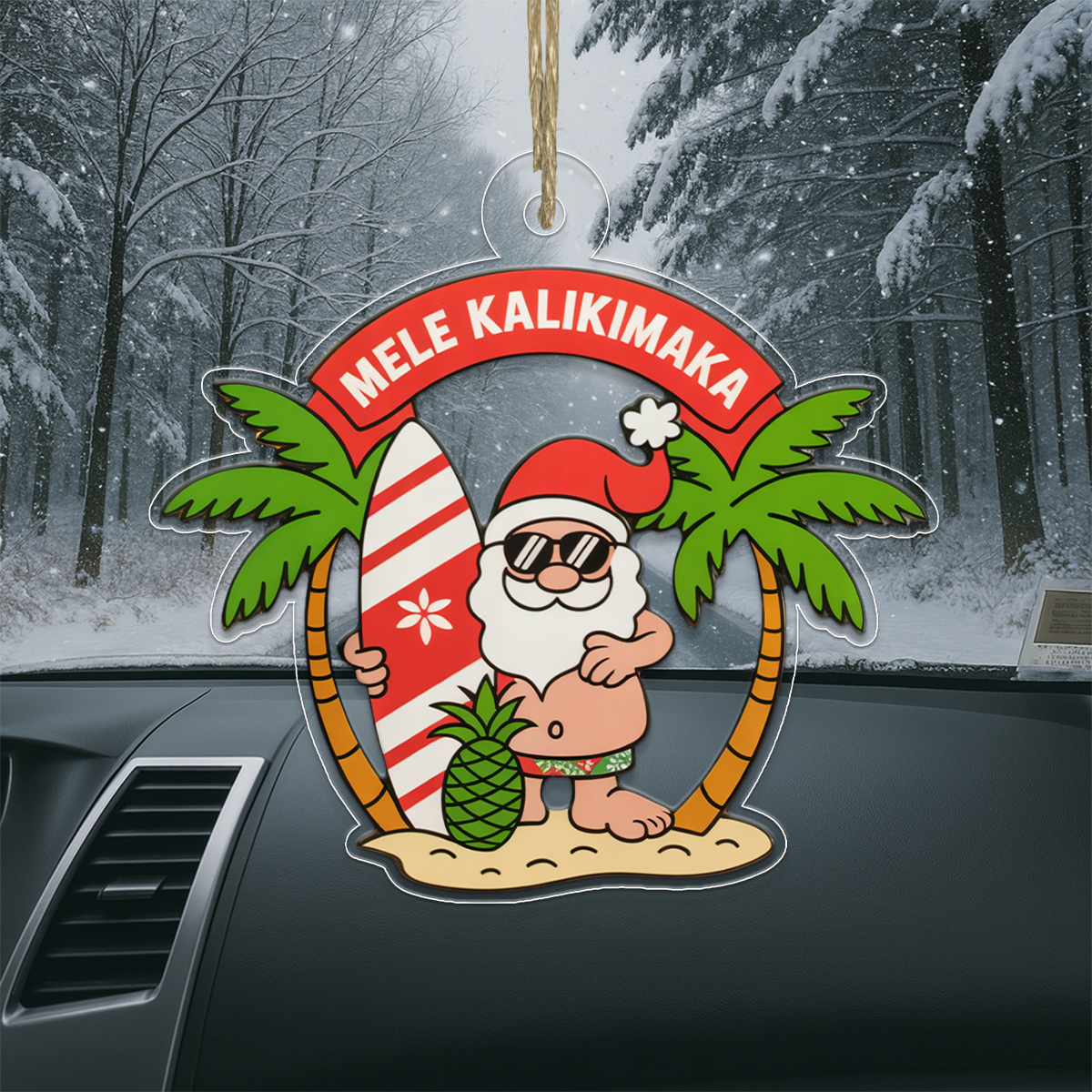 Hawaii Acrylic Ornament Santa Tropical