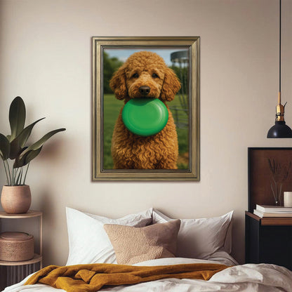 Custom Photo Disc Golf Dog Canvas Framed Wall Art Gift For Dog Lovers