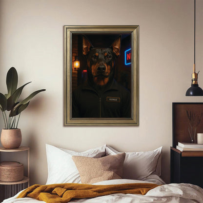 Custom Photo Bouncer Night Club Security Dog Canvas Framed Wall Art Gift For Dog Lovers