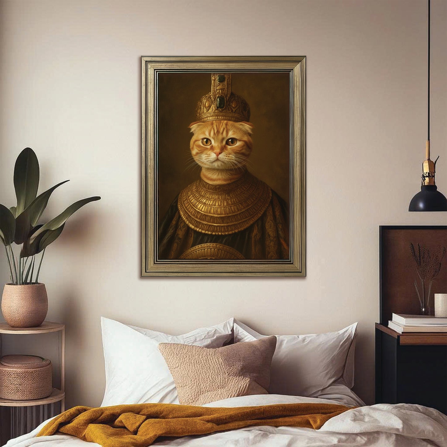 Custom Photo Cat Royal Style 1 Canvas Framed Wall Art Gift For Cat Lovers