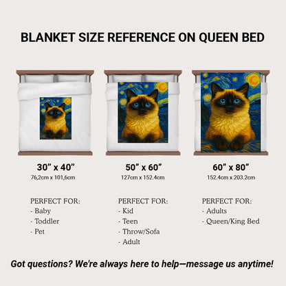 Custom Photo Cat Starry Night Blanket Wall Art