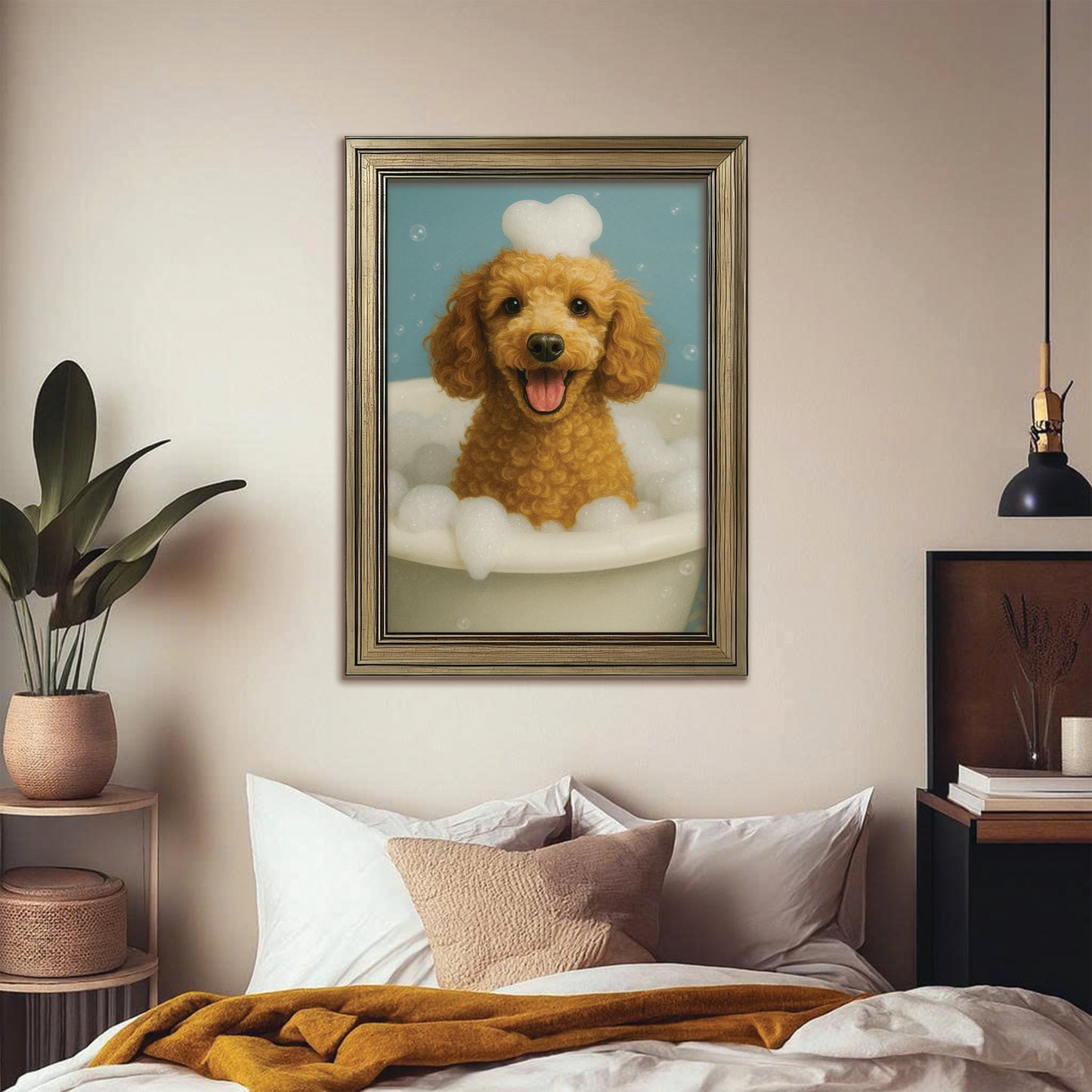 Custom Photo Dog Bathroom Style 29 Canvas Framed Wall Art Gift For Dog Lovers